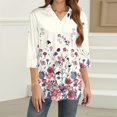 thumbnail image 4 of Polo Shirts for Women, Independence Day Floral Tunic Outfit Breathable Office Wear Top Tropical Party Tops 2025 Summer with Lapel Casual Date Night-Shirt Print V-Neck Blouse Pink L, 4 of 4