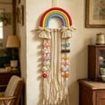 thumbnail image 6 of Japceit Macrame Hair Clip Organizer, Multicolored Rainbow Tassel Wall Hanging Holder, Lace Bow Storage Display for Girls Nursery Bedroom, Hair Accessories Ribbon Keeper Decor, 6 of 8