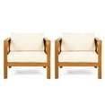 thumbnail image 5 of Miekor Furniture Outdoor Acacia Wood Club Wooden Armchair with Cushions (Set of 2), Conversation Set,Teak Finish,Beige Cushion MK3991, 5 of 12