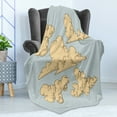 thumbnail image 4 of Cloud Soft Flannel Fleece Throw Blanket, Vintage Style Hand-Drawn Clouds in the Open Sky Image Repeating Pattern, Cozy Plush for Indoor and Outdoor Use, 70" x 90", Beige and Blue Grey, by Ambesonne, 4 of 5
