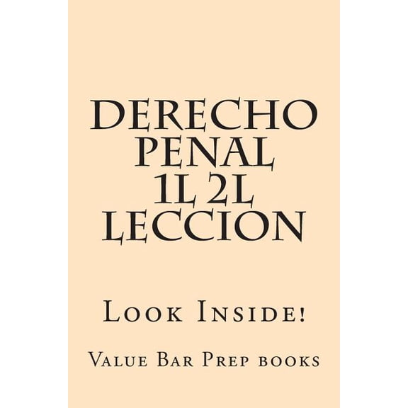 Derecho Penal 1L 2L Leccion: Look Inside! (Paperback)