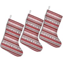 3 Pcs Christmas Stockings,Red Christmas Folk Pattern Stockings Christmas,14.8'' Xmas Stockings,Christmas Party Favors,Christmas Party Decorations,Christmas Stockings Personalized