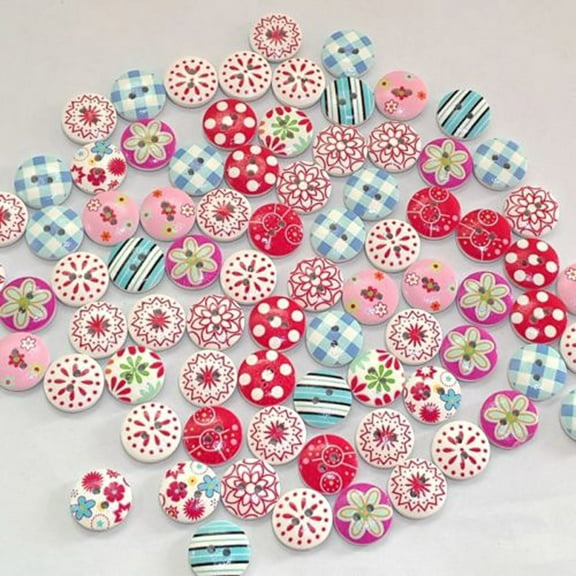 Ke1Clo Wood Buttons under $5! Scrapbooking Buttons Craft Supplies 100Pcs Mixed Patterns 2 Holes DIY Sewing Wood Buttons for Crafts Projects