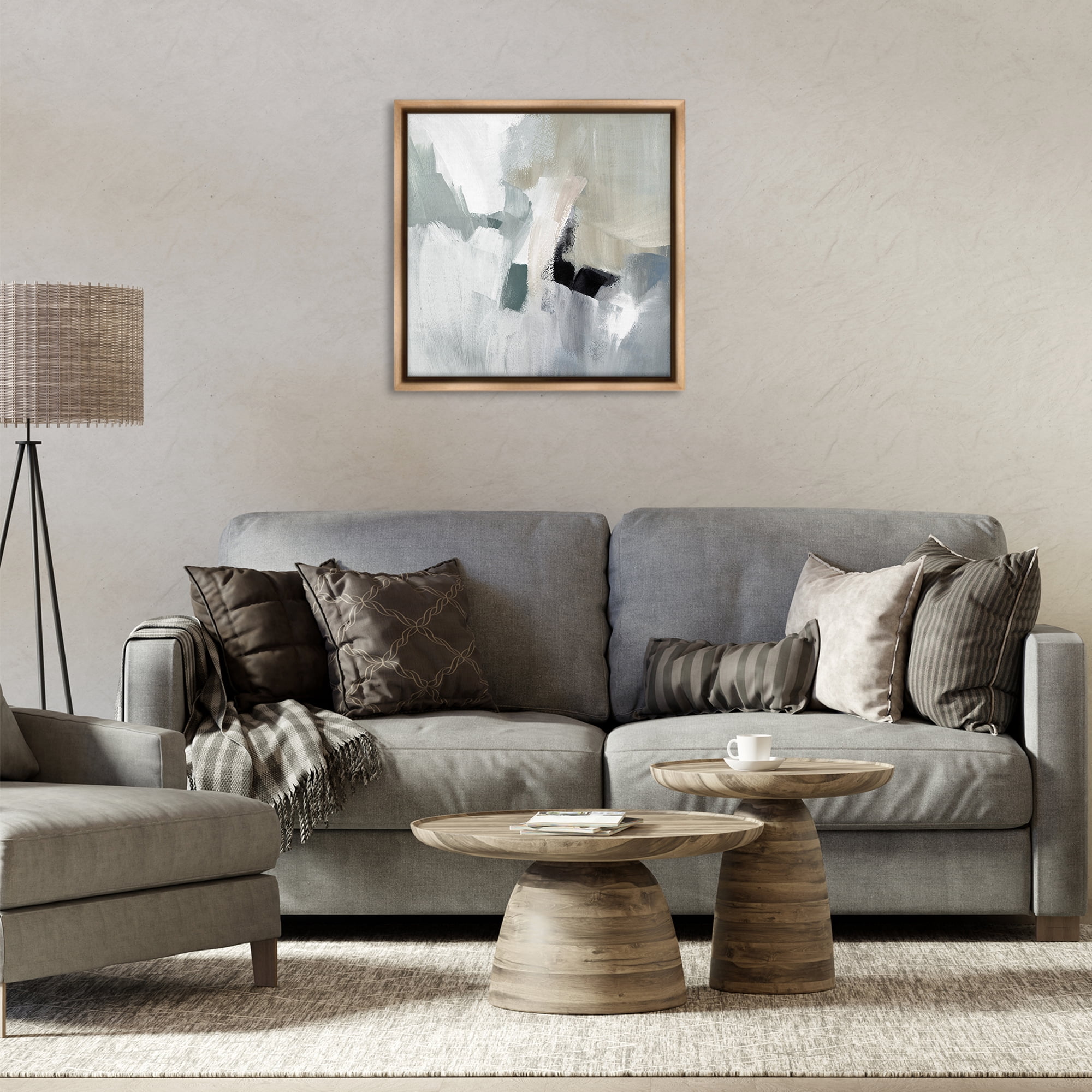 Stupell Industries Quiet In Grays Abstract Abstract Painting Brown Floater Framed Canvas Art Print Wall Art, 25 x 25