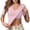 Pink, variant on Daznico Women's Ribbed Slim Fit Short Sleeve Tee, Built-In Bra Seamless Casual Summer Top,M
