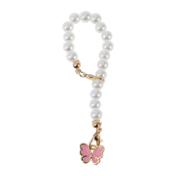 Unique Bargains 1 Pc Imitation Pearl Butterfly Cup Chain Water Cup Pendant Pink Alloy Imitation Pearl