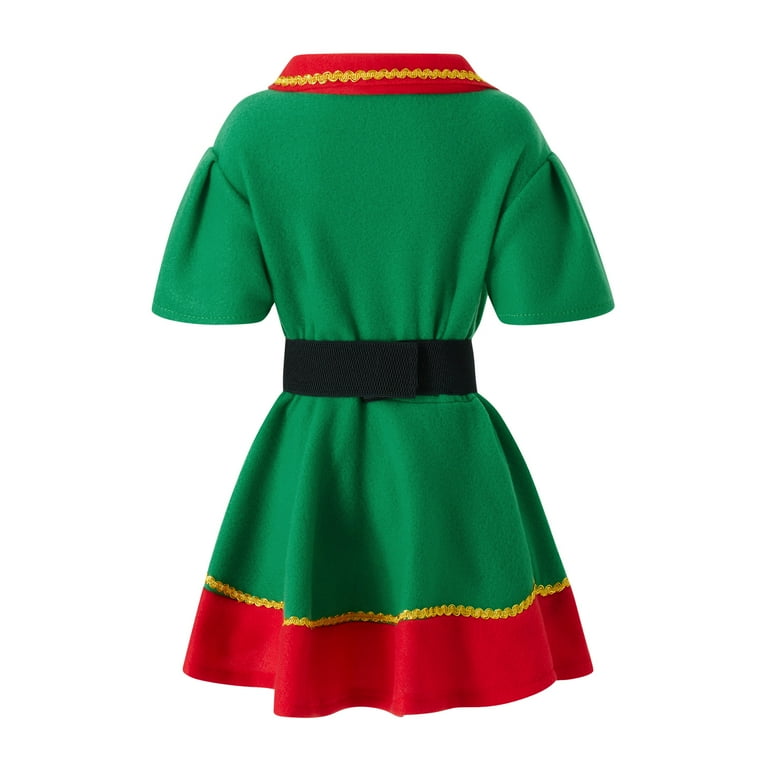 CenturyX Adult Kids Holiday Christmas Elf Costume Elf Outfit Green