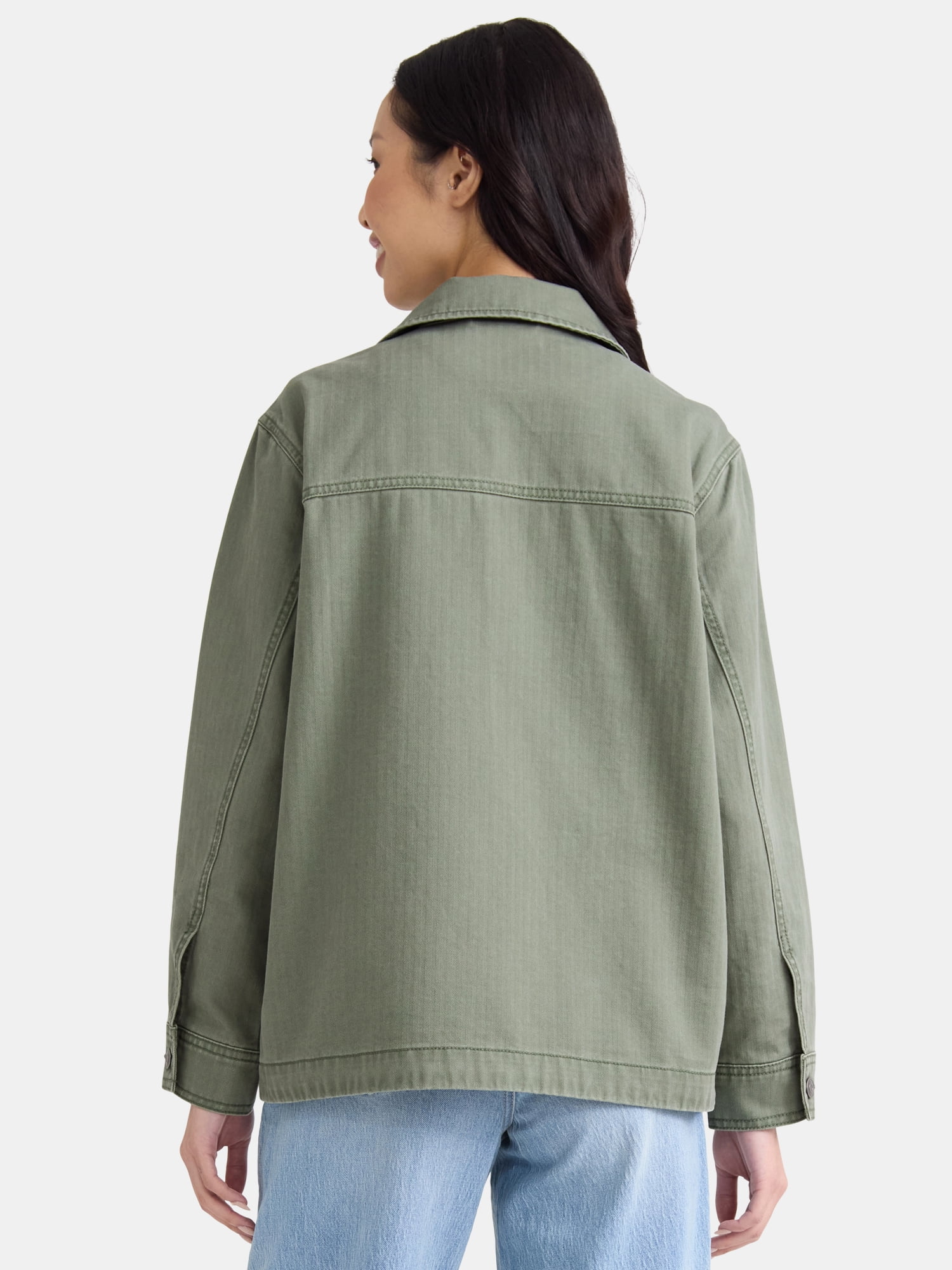 Time and Tru Women's and Women’s Plus Denim Utility Jacket, Sizes XS-4X