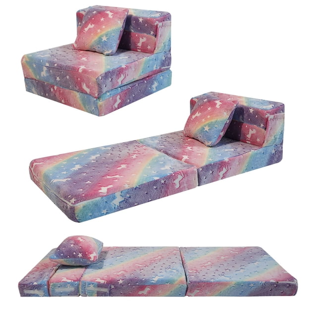 Colchoneta plegable de 3 cuerpos Sleep Mat MeMoreCool Unicornio Arcoíris que brilla en la oscuridad 160x66x13 cm