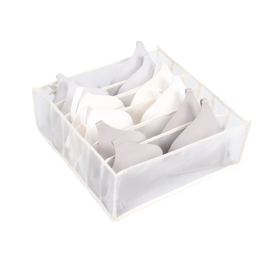 SEARCHI Foldable Clothes Organizer Box, Mesh Closet Underwear Storage Bins, Grey Washable Folded Wardrobe Drawer Dividers Set, 6/7/11 Compartment/Grids for Clothing Socks Jeans Pants Ties Scarves Bras