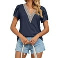 thumbnail image 2 of Liacowi Women Short Sleeve T Shirts V Neck Summer Shirts Basic Casual Loose Tee Tops, 2 of 8