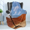 thumbnail image 4 of Nature Soft Flannel Fleece Throw Blanket, Lonely Tree Skeletont Deadvlei NamibiSandy Desert Landscape Picture, Cozy Plush for Indoor and Outdoor Use, 70" x 90", Brown Blue, by Ambesonne, 4 of 5