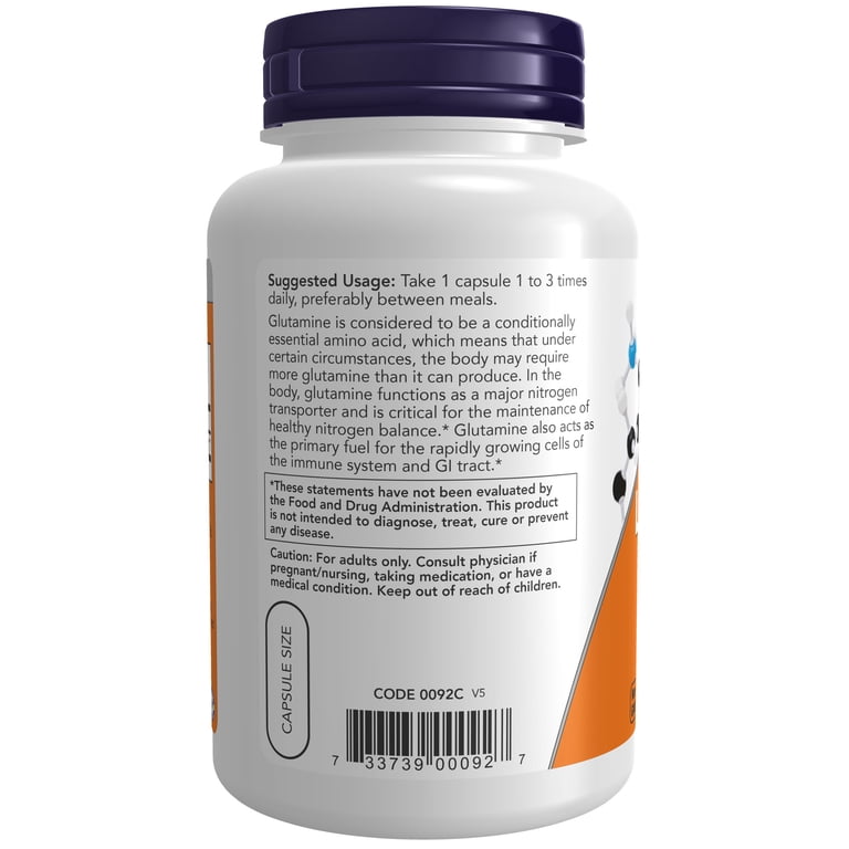 l carnitine l arginine l glutamine NOW Supplements, L-Glutamine 500 mg, Nitrogen Transporter, 120 Veg Capsules eatable Liposomal Spanish Fly - Flavor:Wild Berries