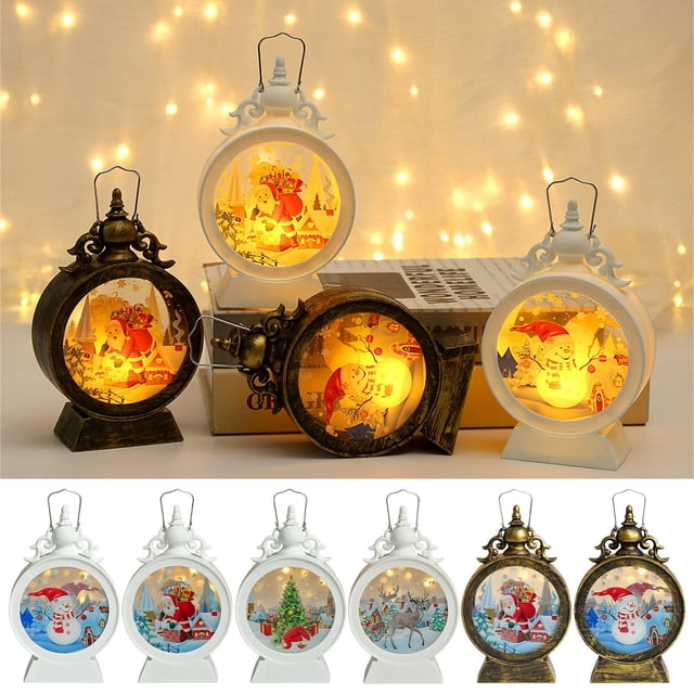 Faroles navideños decorativos para interiores con muñeco de nieve, Papá Noel y luces LED portátiles para exteriores, hogar, habitación, puerta, decoración de mesa de Año Nuevo para fiestas Akmoler