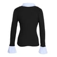thumbnail image 5 of Patchwork Blouses for Women Lapel Collared Dressy Casual Color Block Business Work Tops Long Sleeve Fashion Shirts, 5 of 5