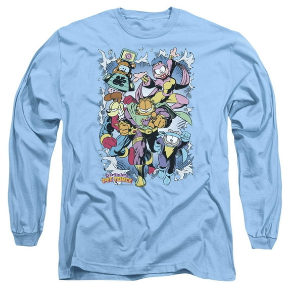 Garfield Ripped Long Sleeve Adult 18/1 T-Shirt-Carolina Blue