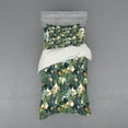thumbnail image 2 of Ambesonne Floral Bedding Set 4 Pcs, Botanic Tropic Leaves, Queen, Green and White, 2 of 3