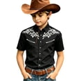 thumbnail image 3 of Shinyii Boys Western Cowboy Shirt Short Sleeve Button Down Shirt for Children, Sizes 4-13, 3 of 3