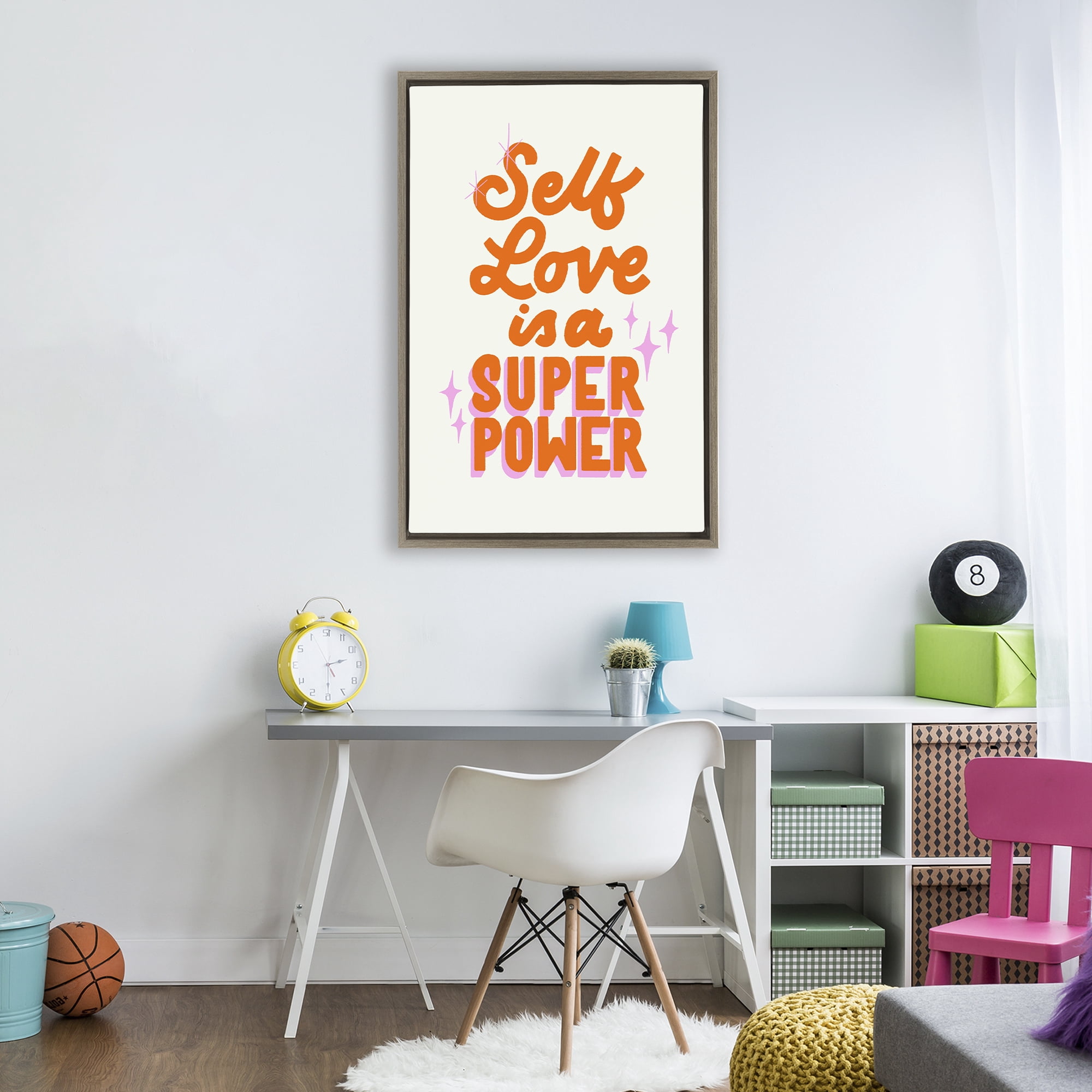 Stupell Industries Self Love Is Superpower Brown Framed Floater Canvas Wall Art, design by Indira Prieto | IndySign