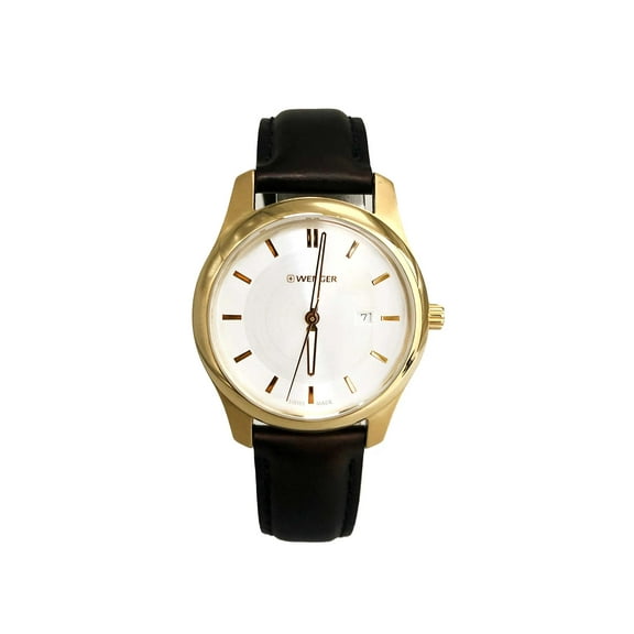 Wenger City Classic 34mm Gold Tone Steel Silver Dial Ladies Watch 01.1421.101