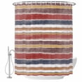 thumbnail image 2 of Red Nordic Style Stripes Waterproof Fabric Shower Curtain, Red Grey Texture Waterproof Fabric Shower Curtain for Bathroom Curtains Bathtubs Hotel Washable Shower Curtains with 12 Hooks Standard 66x72, 2 of 8