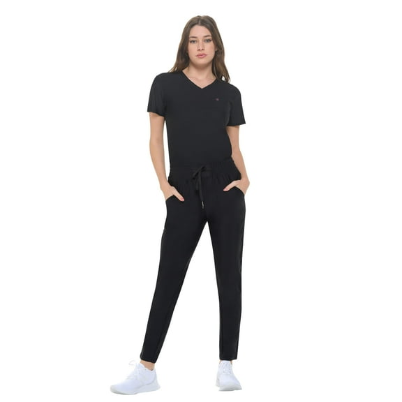 Ultra Stretch Form Fitting Womens Scrub Set (Black, X-Small)