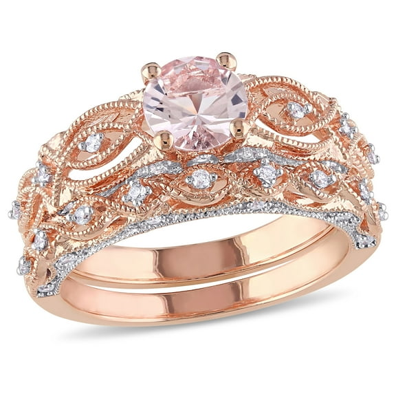 Everly Women's Morganite 10k Rose Gold Bridal Set