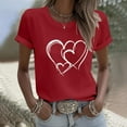 thumbnail image 1 of VKOYWKM Valentines T-Shirts Journée Femmes Imprimé Cœur T-Shirts Manches Courtes Décontractés Printemps Hauts Vacances Col Rond Coupe Ample T-Shirts Valentine, 1 of 5