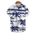 thumbnail image 5 of Mens Casual Manga Corta Botón Abajo Camisas Impresas Bolsillo Botón Turndown Cuello Top Blusa Camisa, 5 of 5