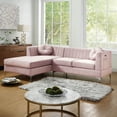 thumbnail image 5 of Contemporary Home Living 85.5" Chloe Pink Velvet Sectional Sofa Chaise with USB Charging Port, 5 of 5