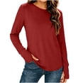 thumbnail image 5 of Bxsruta Womens Long Sleeve Tops Crewneck Pullover Shirts Basic Tee Casual Athletic Tops, 5 of 8