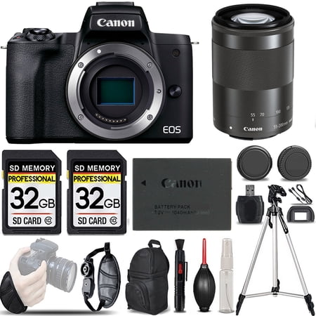 Canon EOS M50 Mark II Mirrorless Camera (Black) +55-200mm f/4.5-6.3 IS STM Lens (Black) -LOADED KIT