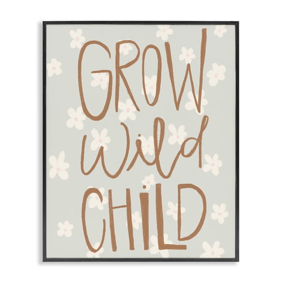 Grow Wild Child Flowers Black Framed Giclee Art, design by Katie Griggs
