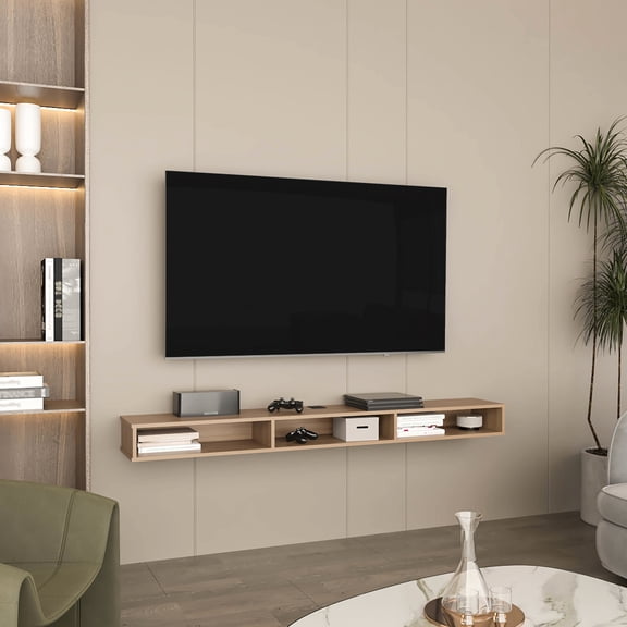 3 - Shelves Wall - Mounted Floating Stand / 71" Wide for Cable Organization in Studio