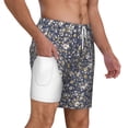 thumbnail image 3 of Picia Daisies Flowers pattern Mens Swim Trunks with Compression Liner Stretch Beach Shorts Quick Dry with Zipper Pockets No-Chafing Board Shorts-3X-Large, 3 of 9