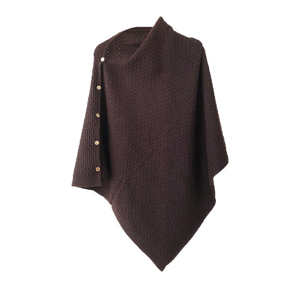 UJNDER Elegant Women Casual Solid Functional Knitted Shawl Cape Providing Warmth and Style for Any Occasion Brown