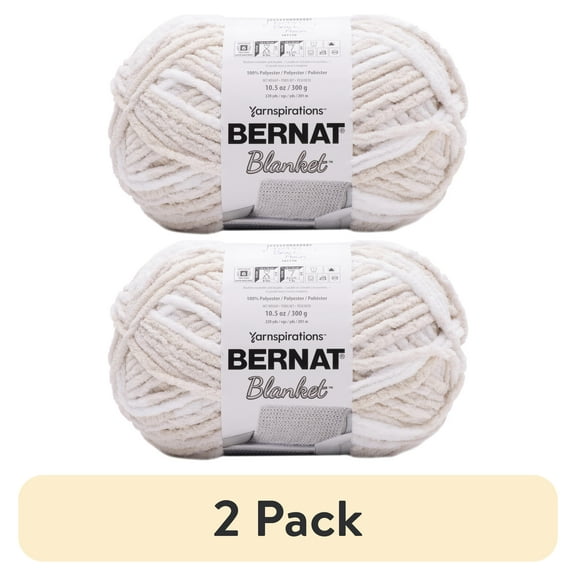 (2 pack) Bernat® Blanket™ #6 Super Bulky Polyester Yarn, Beach Foam 10.5oz/300g, 220 Yards