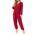 thumbnail image 5 of pstuiky Womens Christmas Pajamas Cozy Fleece Hooded Jumpsuit Pajamas Long Sleeve Christmas Family Matching Lounge Wear for Mom Winter Home Sleepwear Set, 5 of 8