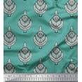 thumbnail image 2 of Soimoi Poly Georgette Fabric Leaves & Floral Block Print Sewing Fabric Yard 42 Inch Wide, 2 of 3