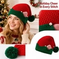 thumbnail image 2 of Lumtrix Christmas Knitted Santa Hats With Ears - Warm Knit Winter Hat Funny Beanie Cute Pointed Pom Pom Cap For Holiday Party F, 2 of 4