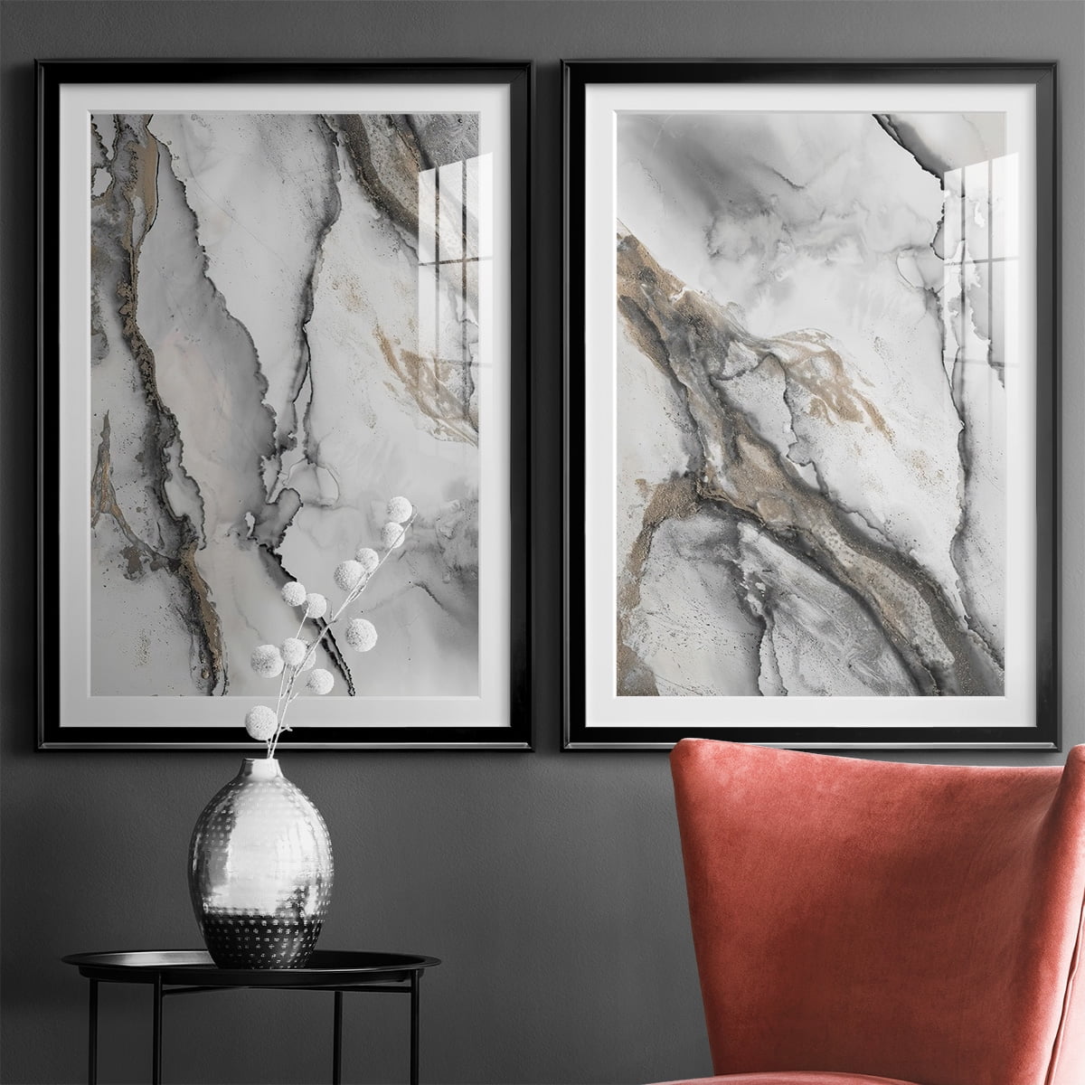 Wexford Home Abstract Ink Fantasy I Premium Framed Print, 18.5" x 24.5" - Ready to Hang, Black (Set of 2)