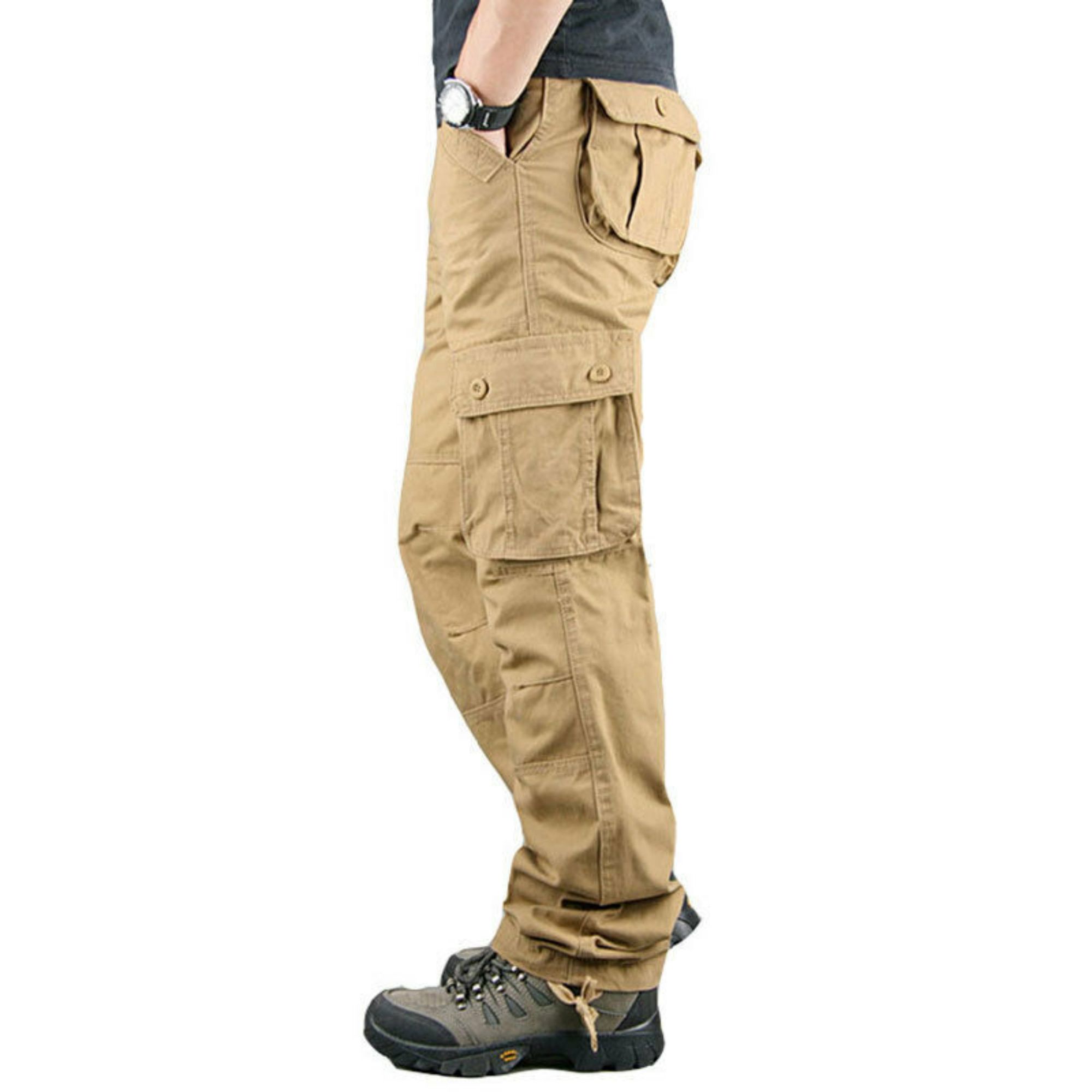 QIYAA Men's Army Tactical Combat Cotton Cargo Work Pants Outdoor Hiking