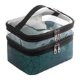 thumbnail image 3 of Neceser de maquillaje de transporte Yinane Capacidad Doble Cremallera Impermeable verde Neceser de viaje, 3 of 6