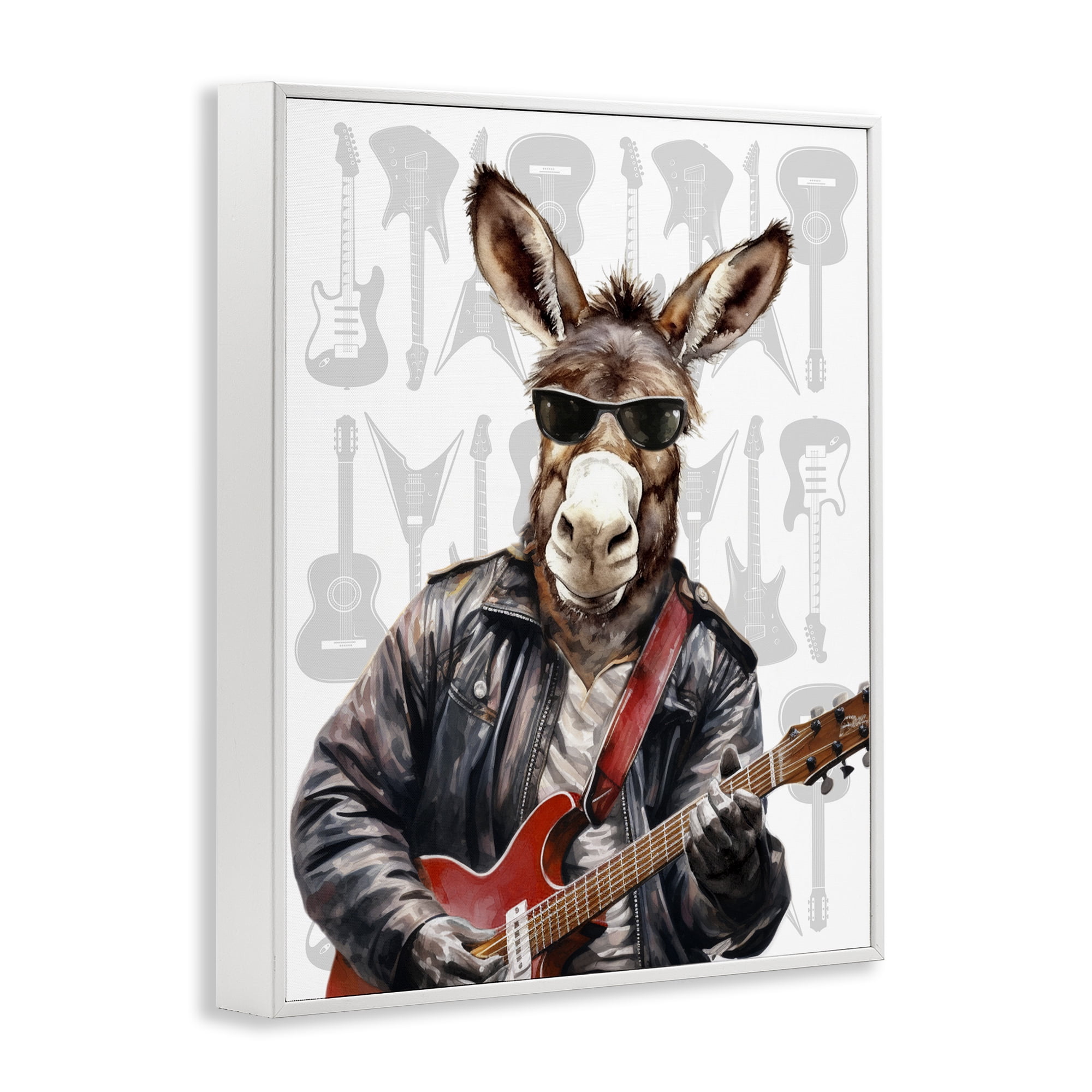Stupell Industries Performing Musician Donkey White Framed Giclee Art, design by CAD Designs