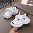 thumbnail image 2 of CAUYDY Toddler Boys Black Lace Up Sneakers Breathable Mesh Athletic Running Shoes Non Slip Lightweight Sport Shoes for Kids Outdoor Play(L101-White,8.5), 2 of 8