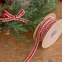 Christmas Knitted Jute Rope | Red & White Woven Gift Wrapping Ribbon | 359.84 Inch X 0.32 Inch Thick Decorative Cord for Holiday Crafts & Packages