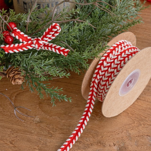 Decorative Hemp Rope Red Christmas Thick Knitted Decorative Ribbon Hemp Rope for Gift Wrapping Cards and Corrugated Packaging(1Pcs) Rkxzt