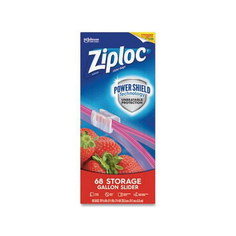 Ziploc Slider Storage Bags, 1 gal, 9.5 x 10.56, Clear, 9/Carton (316489)
