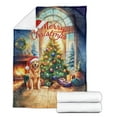 thumbnail image 2 of Merry Christmas Golden Retriever Santa Hat Xmas Tree Winter Holiday Cozy Fleece Blanket Goldens Dog Lover Gifts Idea Warm Soft Throw Blanket - 01013, 2 of 5