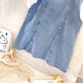 thumbnail image 4 of LYMAYTER Toddler Kids' Lace Mesh Denim Dress - Puffed Sleeves A-Line Cut Summer Square Neck‌ 2-8Y, 4 of 8